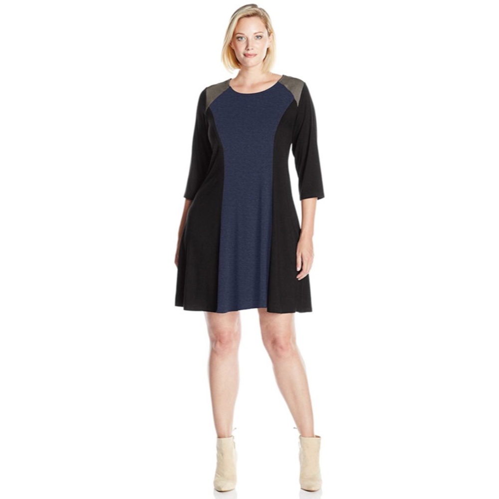 Karen Kane Faux Suede Yoke Colorblock Dress